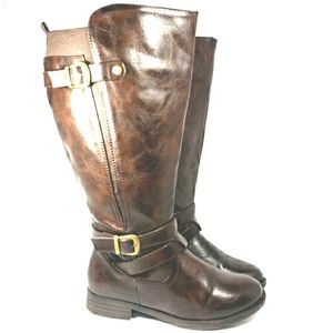 It's Ok Fauna Brown Faux Leather Western Style Tall Riding Boots. Women's 6.5 W